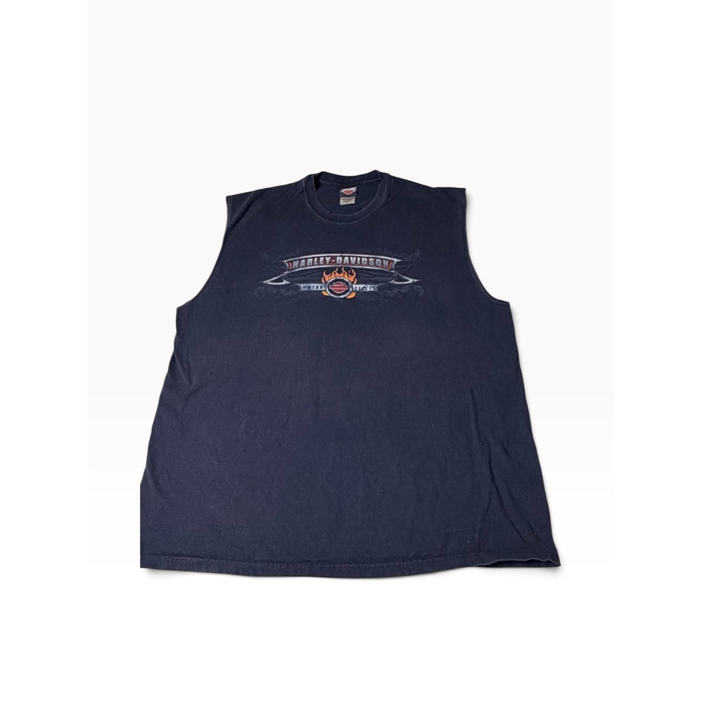 Harley-Davidson Mens 2XL Muscle Tank Top Waugh Enterprises Orange Virginia Black